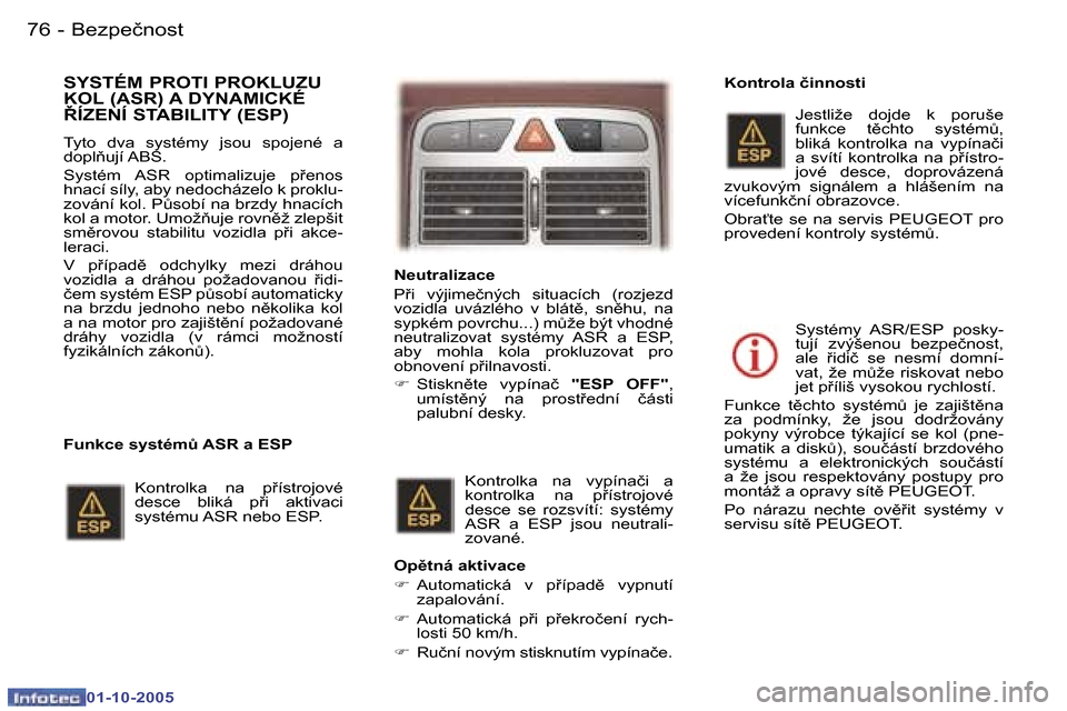 Peugeot 307 CC 2005.5  Návod k obsluze (in Czech) �B�e�z�p�e�č�n�o�s�t�7�6 �-
�0�1�-�1�0�-�2�0�0�5
�7�7�B�e�z�p�e�č�n�o�s�t�-
�0�1�-�1�0�-�2�0�0�5
�S�Y�S�T�É�M� �P�R�O�T�I� �P�R�O�K�L�U�Z�U�  
�K�O�L� �(�A�S�R�)� �A� �D�Y�N�A�M�I�C�K�É� 
�Í�Z�