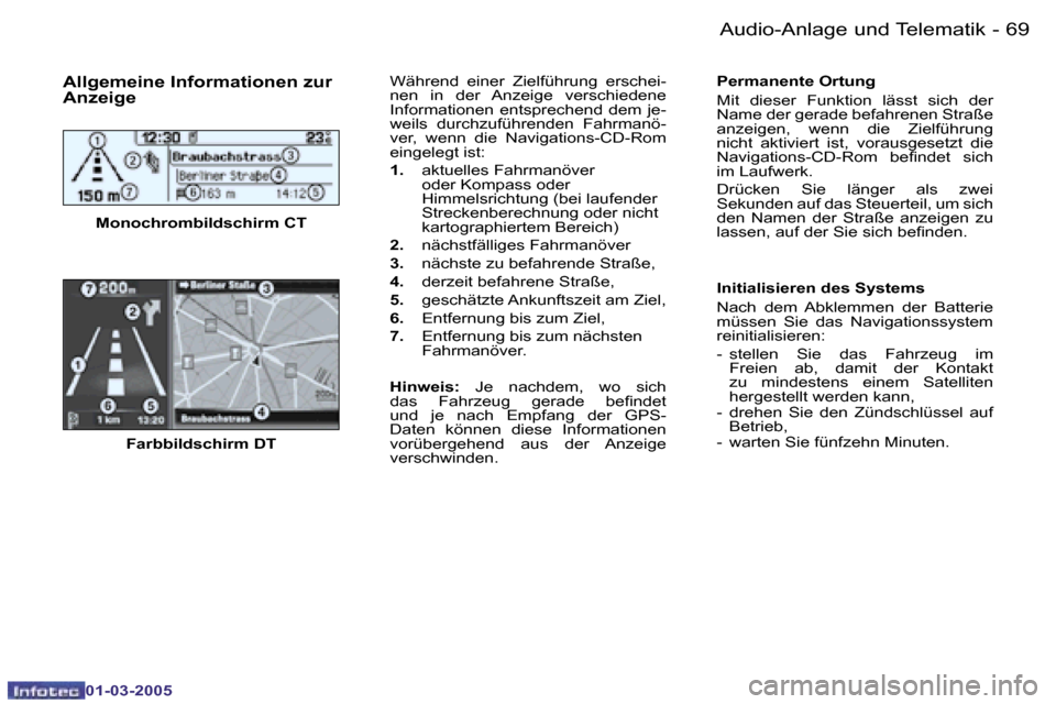 Peugeot 307 CC 2005  Betriebsanleitung (in German) �A�u�d�i�o�-�A�n�l�a�g�e� �u�n�d� �T�e�l�e�m�a�t�i�k�6�8 �-
�0�1�-�0�3�-�2�0�0�5
�6�9�A�u�d�i�o�-�A�n�l�a�g�e� �u�n�d� �T�e�l�e�m�a�t�i�k�-
�0�1�-�0�3�-�2�0�0�5
�A�l�l�g�e�m�e�i�n�e� �I�n�f�o�r�m�a�t�