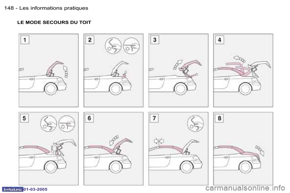Peugeot 307 CC 2005  Manuel du propriétaire (in French) �L�e�s� �i�n�f�o�r�m�a�t�i�o�n�s� �p�r�a�t�i�q�u�e�s�1�4�8 �-
�0�1�-�0�3�-�2�0�0�5
�1�4�9�L�e�s� �i�n�f�o�r�m�a�t�i�o�n�s� �p�r�a�t�i�q�u�e�s�-
�0�1�-�0�3�-�2�0�0�5
�L�E� �M�O�D�E� �S�E�C�O�U�R�S� �D�