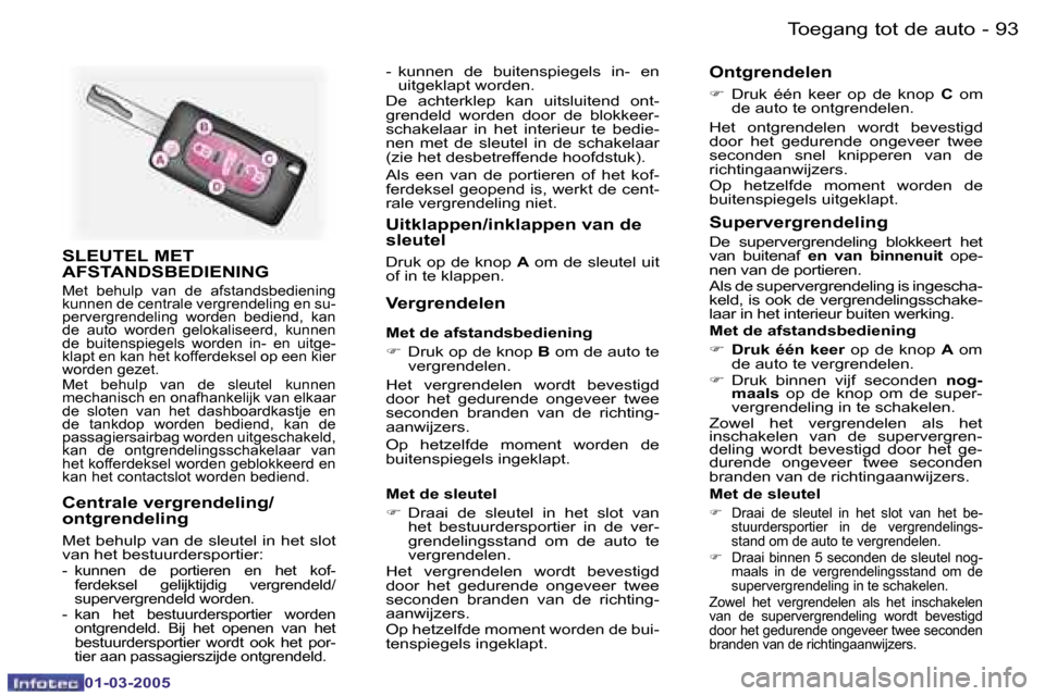 Peugeot 307 CC 2005  Handleiding (in Dutch) �9�3�T�o�e�g�a�n�g� �t�o�t� �d�e� �a�u�t�o�-
�0�1�-�0�3�-�2�0�0�5
�S�L�E�U�T�E�L� �M�E�T�  
�A�F�S�T�A�N�D�S�B�E�D�I�E�N�I�N�G
�M�e�t�  �b�e�h�u�l�p�  �v�a�n�  �d�e�  �a�f�s�t�a�n�d�s�b�e�d�i�e�n�i�n�