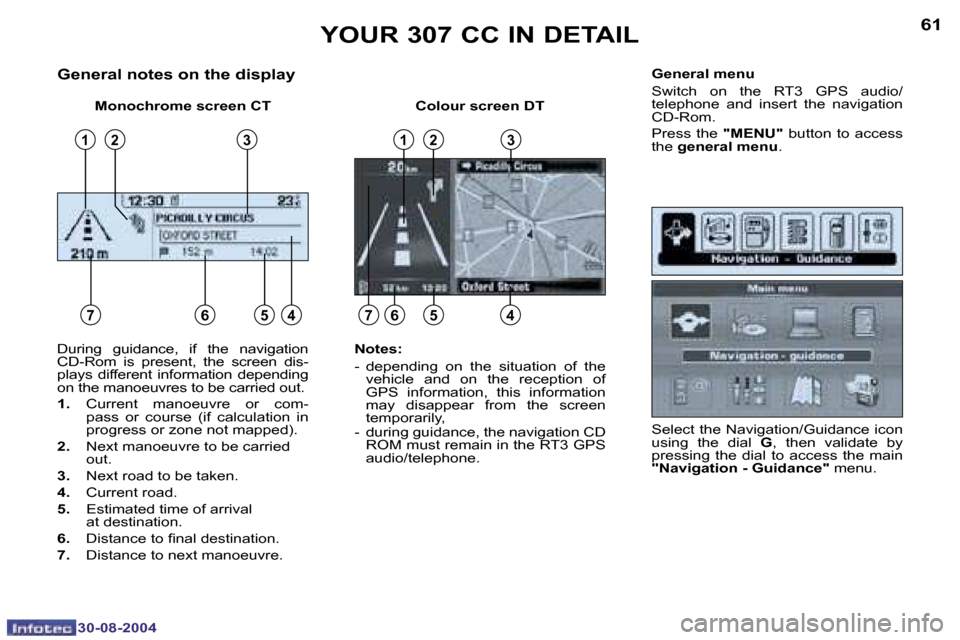 Peugeot 307 CC 2004.5 Repair Manual �6�0
�3�0�-�0�8�-�2�0�0�4
�6�1
�3�0�-�0�8�-�2�0�0�4
�G�e�n�e�r�a�l� �n�o�t�e�s� �o�n� �t�h�e� �d�i�s�p�l�a�y
�M�o�n�o�c�h�r�o�m�e� �s�c�r�e�e�n� �C�T �C�o�l�o�u�r� �s�c�r�e�e�n� �D�T�G�e�n�e�r�a�l� �m