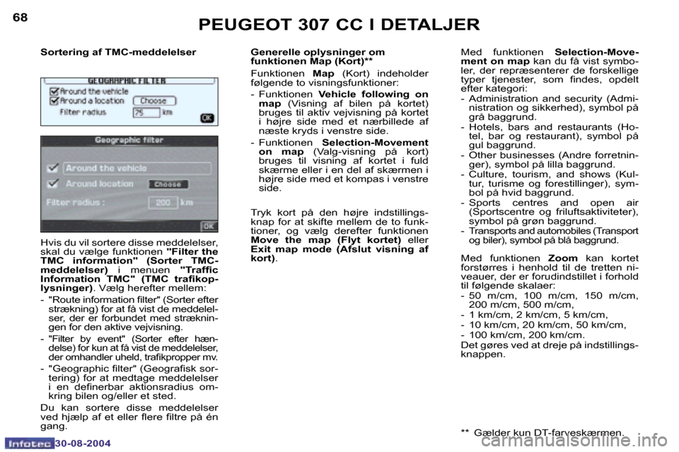 Peugeot 307 CC 2004.5  Instruktionsbog (in Danish) �6�8
�3�0�-�0�8�-�2�0�0�4
�6�9
�3�0�-�0�8�-�2�0�0�4
�P�E�U�G�E�O�T� �3�0�7� �C�C� �I� �D�E�T�A�L�J�E�R
�S�o�r�t�e�r�i�n�g� �a�f� �T�M�C�-�m�e�d�d�e�l�e�l�s�e�r 
�H�v�i�s� �d�u� �v�i�l� �s�o�r�t�e�r�e�