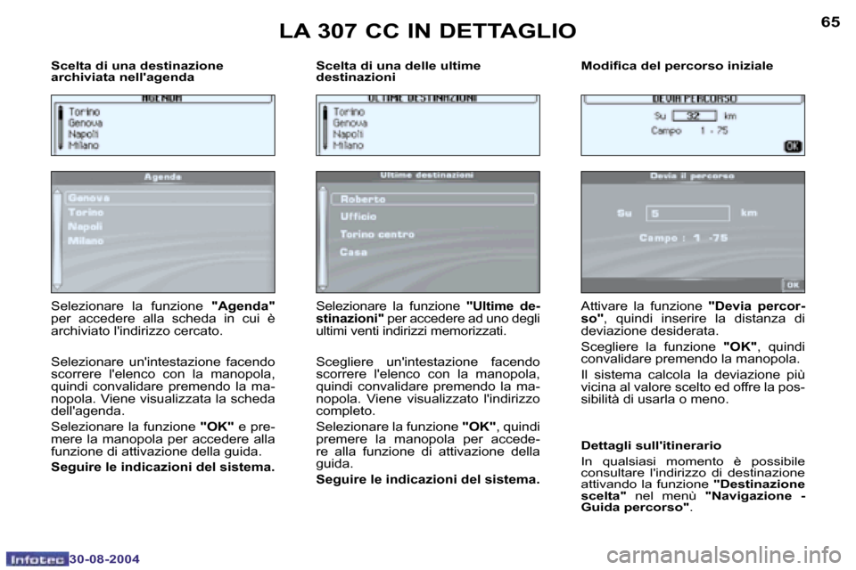 Peugeot 307 CC 2004.5  Manuale del proprietario (in Italian) �6�4
�3�0�-�0�8�-�2�0�0�4
�6�5
�3�0�-�0�8�-�2�0�0�4
�S�c�e�l�t�a� �d�i� �u�n�a� �d�e�s�t�i�n�a�z�i�o�n�e�  
�a�r�c�h�i�v�i�a�t�a� �n�e�l�l��a�g�e�n�d�a�S�c�e�l�t�a� �d�i� �u�n�a� �d�e�l�l�e� �u�l�t�i