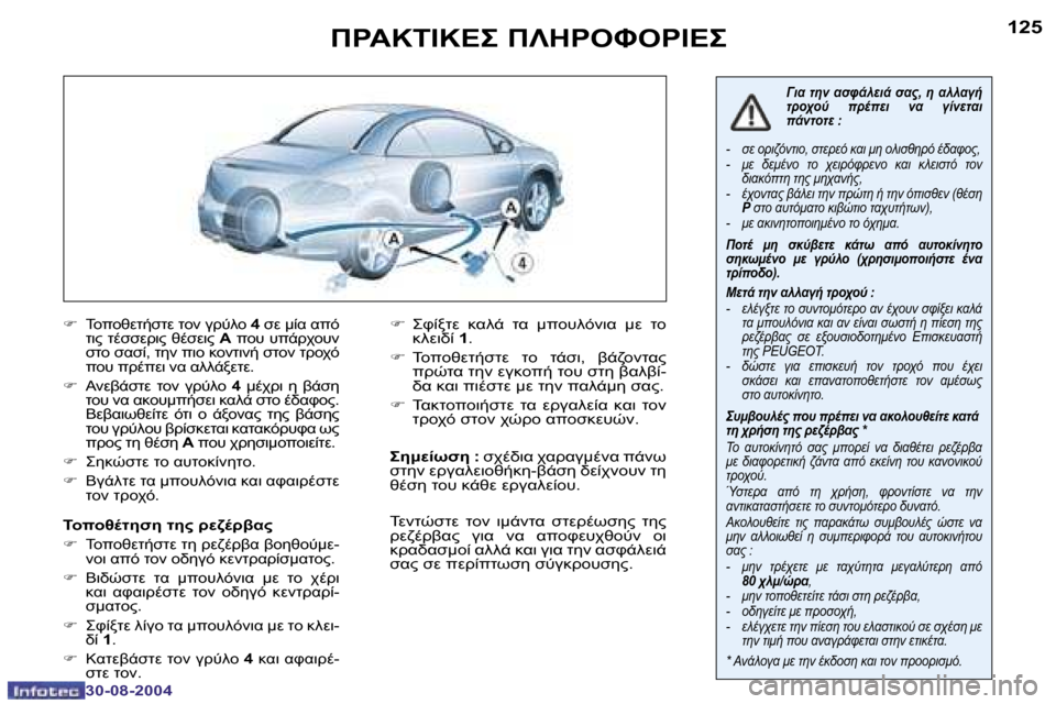 Peugeot 307 CC 2004.5  Εγχειρίδιο χρήσης (in Greek) �1�2�4
�3�0�-�0�8�-�2�0�0�4
�1�2�5
�3�0�-�0�8�-�2�0�0�4
