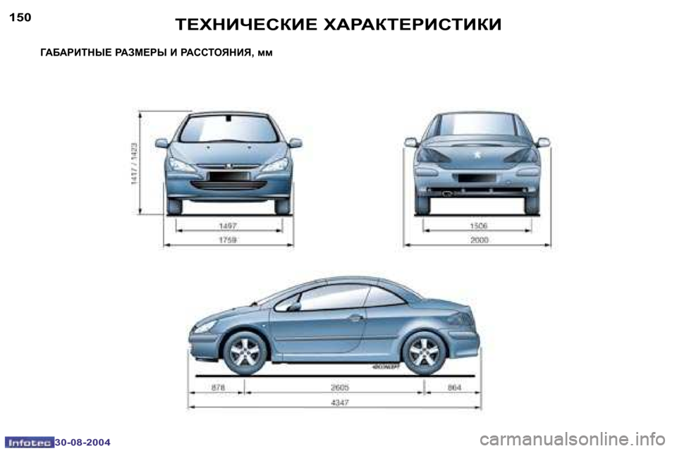 Peugeot 307 CC 2004.5  Инструкция по эксплуатации (in Russian) �1�5�0
�3�0�-�0�8�-�2�0�0�4
�1�5�1
�3�0�-�0�8�-�2�0�0�4
L?OGBQ?KDB?� O:J:DL?JBKLBDB
=:;:JBLGU?� J:AF?JU� B� J:KKLHYGBY�,� ff  