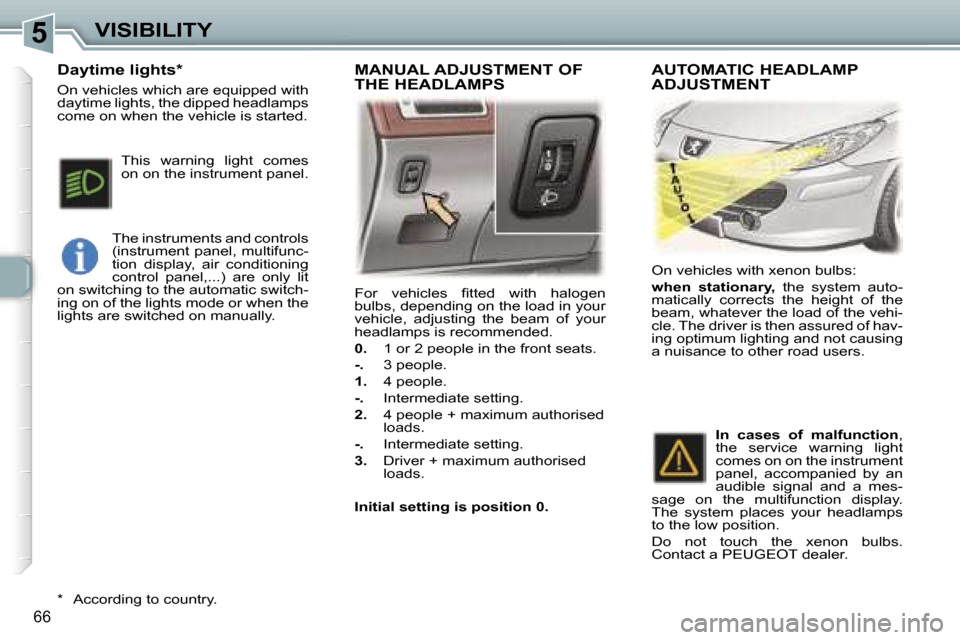 Peugeot 307 CC Dag 2006 Manual PDF �5�V�I�S�I�B�I�L�I�T�Y
�6�6
�F�o�r�  �v�e�h�i�c�l�e�s�  �ﬁ�t�t�e�d�  �w�i�t�h�  �h�a�l�o�g�e�n�  
�b�u�l�b�s�,� �d�e�p�e�n�d�i�n�g� �o�n� �t�h�e� �l�o�a�d� �i�n� �y�o�u�r� 
�v�e�h�i�c�l�e�,�  �a�d�j