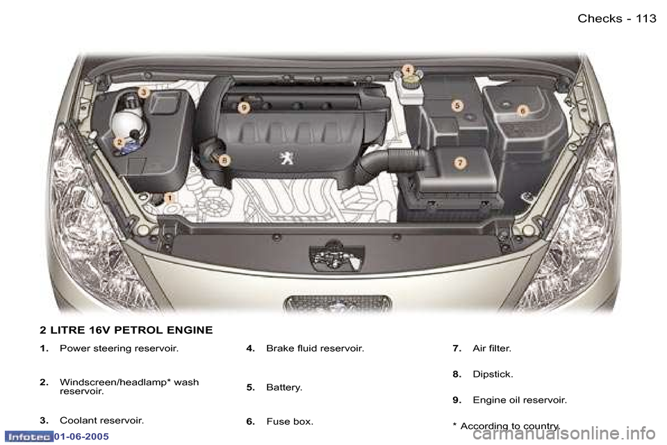 Peugeot 307 Dag 2005  Owners Manual �C�h�e�c�k�s�1�1�2 �-
�0�1�-�0�6�-�2�0�0�5
�1�1�3�C�h�e�c�k�s�-
�0�1�-�0�6�-�2�0�0�5
�1�.�  �P�o�w�e�r� �s�t�e�e�r�i�n�g� �r�e�s�e�r�v�o�i�r�.
�2�. �  �W�i�n�d�s�c�r�e�e�n�/�h�e�a�d�l�a�m�p�*� �w�a�s�