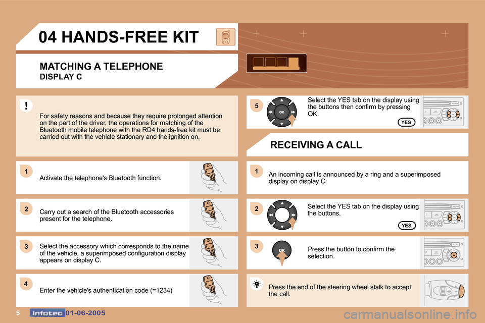 Peugeot 307 Dag 2005  Owners Manual �5�0�1�-�0�6�-�2�0�0�5�0�1�-�0�6�-�2�0�0�5
�0�4� �H�A�N�D�S�-�F�R�E�E� �K�I�T�M�A�T�C�H�I�N�G� �A� �T�E�L�E�P�H�O�N�E 
�D�I�S�P�L�A�Y� �C
�F�o�r� �s�a�f�e�t�y� �r�e�a�s�o�n�s� �a�n�d� �b�e�c�a�u�s�e� 