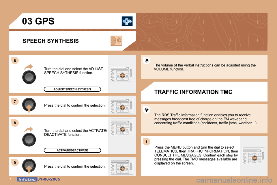 Peugeot 307 Dag 2005  Owners Manual �7�0�1�-�0�6�-�2�0�0�5�0�1�-�0�6�-�2�0�0�5
�P�r�e�s�s� �t�h�e� �d�i�a�l� �t�o� �c�o�n�i�r�m� �t�h�e� �s�e�l�e�c�t�i�o�n�.
�T�u�r�n� �t�h�e� �d�i�a�l� �a�n�d� �s�e�l�e�c�t� �t�h�e� �A�D�J�U�S�T�  
�S�P