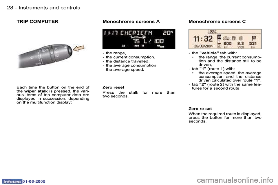 Peugeot 307 Dag 2005 Owners Guide �I�n�s�t�r�u�m�e�n�t�s� �a�n�d� �c�o�n�t�r�o�l�s�2�8 �-
�0�1�-�0�6�-�2�0�0�5
�2�9�I�n�s�t�r�u�m�e�n�t�s� �a�n�d� �c�o�n�t�r�o�l�s�-
�0�1�-�0�6�-�2�0�0�5
�T�R�I�P� �C�O�M�P�U�T�E�R �M�o�n�o�c�h�r�o�m�e
