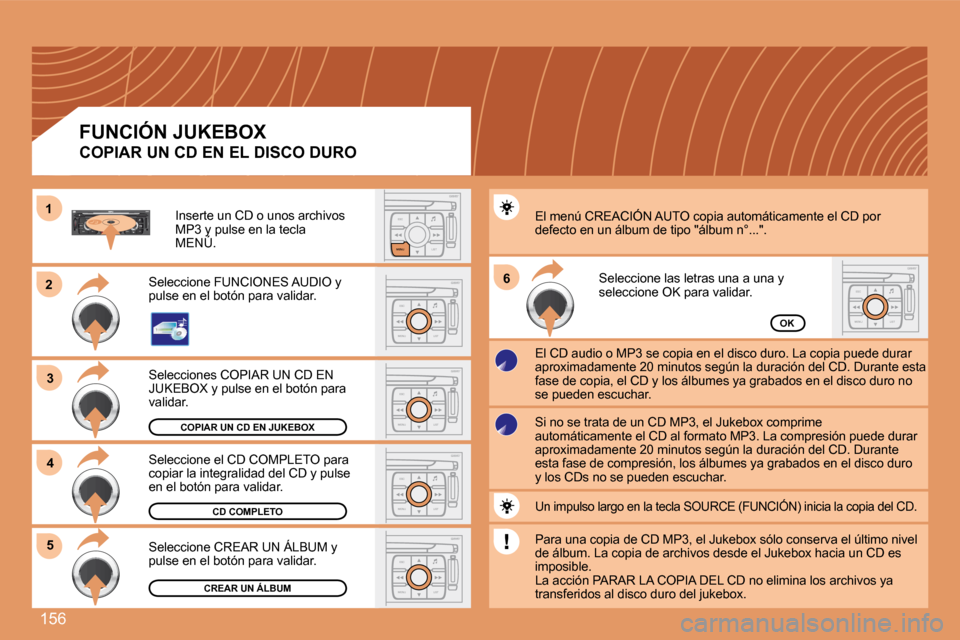 Peugeot 307 SW 2007.5  Manual del propietario (in Spanish) 156
23
S
O SSOURCE
MODE BAND ESC
2
abc
5
jkl
8
tuv 3
def
6
mno
9
wxyz
1 4
ghi
7
pqrs0 # MENU LIST
TA 
PTY
DARKESC
LIST
MENU
ESC
MENU LIST
6
ESC
MENU LIST
ESC
MENU LIST
ESC
MENU LIST
4
ESC
MENU LIST
�5