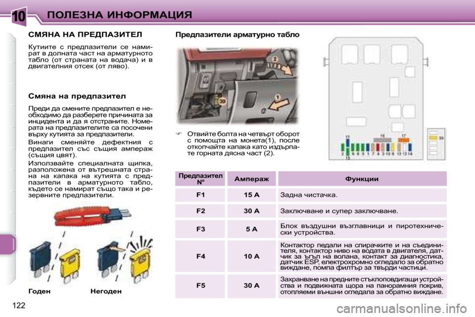 Peugeot 307 SW 2007.5  Ръководство за експлоатация (in Bulgarian) �1�0
122
feb?AdW� BdkegcWmBv
� � � � � � � � � � � � � hcvdW� dW� fg?>fWABi?b� 
� amlbbl_�  k�  ij_^iwabl_eb�  k_�  gwfb�- 
jwl� y� ^
