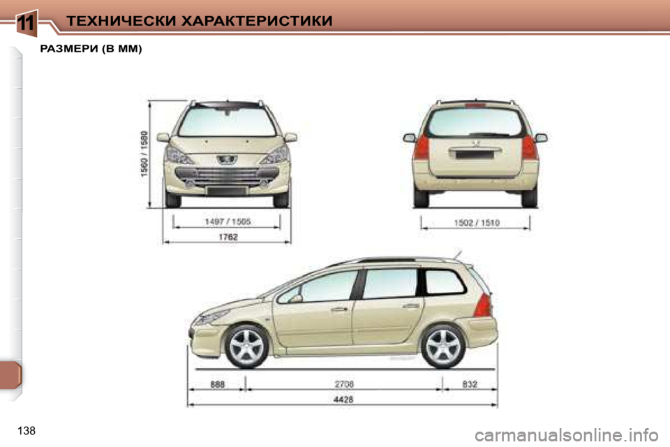 Peugeot 307 SW 2007.5  Ръководство за експлоатация (in Bulgarian) 11
138
i?ldBn?haB� lWgWai?gBhiBaB
� � � � � � gWAc?gB� �(Y� cc�)� �    