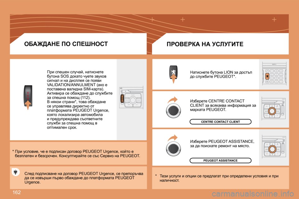 Peugeot 307 SW 2007.5  Ръководство за експлоатация (in Bulgarian) 162
S
O
SS
O SSOURCE
MODE BAND TPT
A  Y
DARK
2
abc
5
jkl
8
tuv 3
def
6
mno
9
wxyz
1 4
ghi
r
7
pq s
0 #
ESC
MENU LIST
ESC
MENU LIST
eXW@>Wd?� fe� hf?odehi
fjb� ki_r_g� kem