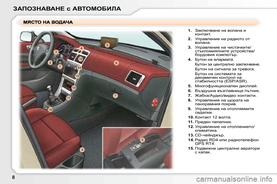 Peugeot 307 SW 2007.5  Ръководство за експлоатация (in Bulgarian) AWfeAdWYWd?� k� WYieceXBbW
   
1. � �  Awdexqywg_� gw� yhewgw� b� 
dhglwdl�.� 
  
2. � �  jijwye_gb_� gw� jw^bhlh� hl� 
yhewg