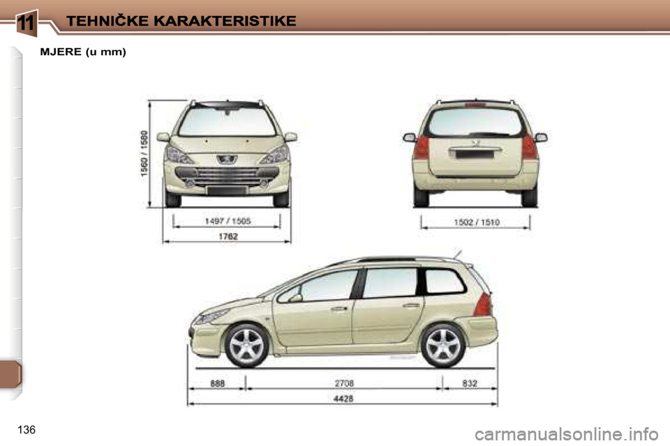 Peugeot 307 SW 2007  Vodič za korisnike (in Croatian) �1
�1�3�6
�M�J�E�R�E� �(�u� �m�m�)     