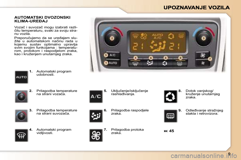 Peugeot 307 SW 2007  Vodič za korisnike (in Croatian) �� �4�5
�1�.� �A�u�t�o�m�a�t�s�k�i� �p�r�o�g�r�a�m� �u�d�o�b�n�o�s�t�i�.
�A�U�T�O�M�A�T�S�K�I� �D�V�O�Z�O�N�S�K�I�  
�K�L�I�M�A�-�U�R�E�A�J
�V�o�z�a�č�  �i�  �s�u�v�o�z�a�č�  �m�o�g�u�  �i�z�a�