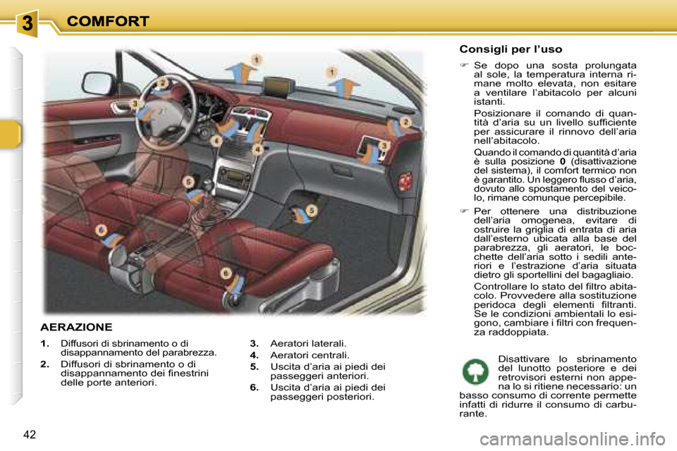 Peugeot 307 SW 2007  Manuale del proprietario (in Italian) �4�2
�1�.�D�i�f�f�u�s�o�r�i� �d�i� �s�b�r�i�n�a�m�e�n�t�o� �o� �d�i� �d�i�s�a�p�p�a�n�n�a�m�e�n�t�o� �d�e�l� �p�a�r�a�b�r�e�z�z�a�.
�2�.�  �D�i�f�f�u�s�o�r�i� �d�i� �s�b�r�i�n�a�m�e�n�t�o� �o� �d�i� �
