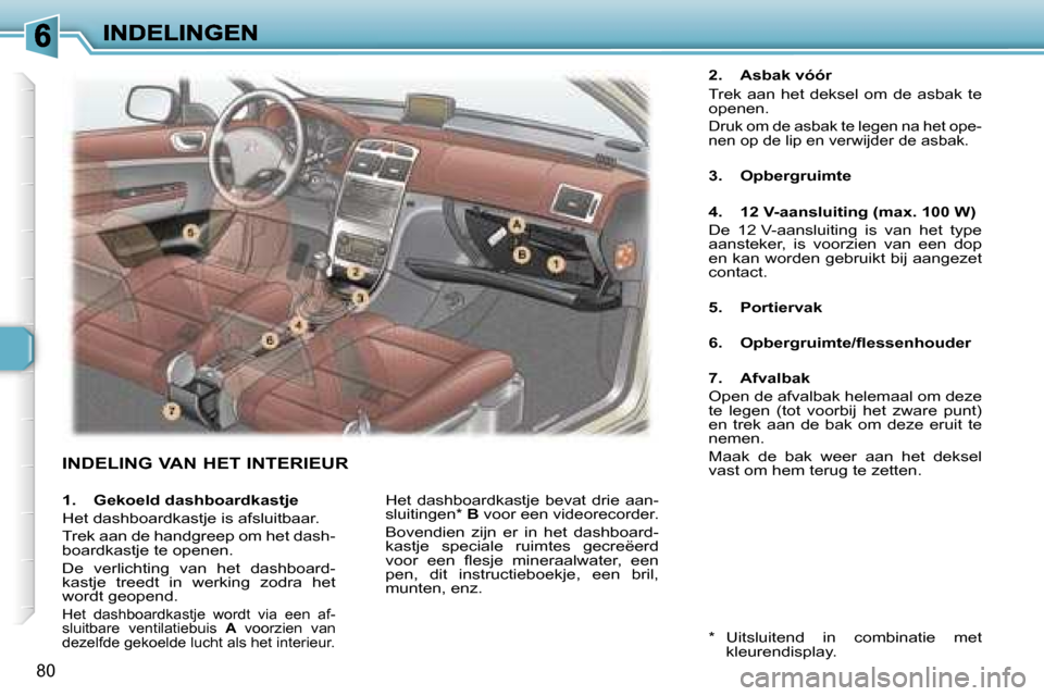 Peugeot 307 SW 2007  Handleiding (in Dutch) �8�0
�I�N�D�E�L�I�N�G� �V�A�N� �H�E�T� �I�N�T�E�R�I�E�U�R
�2�.�  �A�s�b�a�k� �v�ó�ó�r
�T�r�e�k�  �a�a�n�  �h�e�t�  �d�e�k�s�e�l�  �o�m�  �d�e�  �a�s�b�a�k�  �t�e� �o�p�e�n�e�n�.
�D�r�u�k� �o�m� �d�e