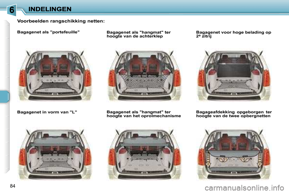 Peugeot 307 SW 2007  Handleiding (in Dutch) �8�4
�V�o�o�r�b�e�e�l�d�e�n� �r�a�n�g�s�c�h�i�k�k�i�n�g� �n�e�t�t�e�n�:
�B�a�g�a�g�e�n�e�t� �a�l�s� �"�p�o�r�t�e�f�e�u�i�l�l�e�"
�B�a�g�a�g�e�n�e�t� �i�n� �v�o�r�m� �v�a�n� �"�L�"
�B�a�g�a�g�e�n�e�t� 