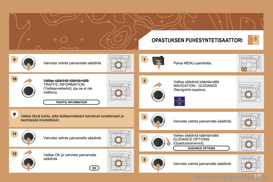 Peugeot 307 SW 2007  Omistajan käsikirja (in Finnish) �1�4�5
�E�S�C
�M�E�N�U �L�I�S�T�E�S�C
�M�E�N�U �L�I�S�T
�M�E�N�U�9�9
�1�0�1�0
�1�1�1�1
�1�2�1�2
�1�1
�2�2
�3�3
�4�4
�5�5
�E�S�C
�L�I�S�T
�M�E�N�U
�E�S�C
�M�E�N�U �L�I�S�T�E�S�C
�M�E�N�U �L�I�S�T
�E�S�
