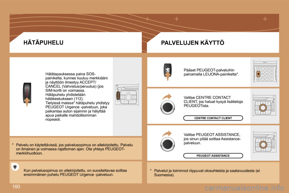 Peugeot 307 SW 2007  Omistajan käsikirja (in Finnish) �1�6�0
�S
�O
�S�S
�O �S�S�O�U�R�C�E
�M�O�D�E �B�A�N�D �T�P�T
�A�  �Y
�D�A�R�K
�2
�a�b�c
�5
�j�k�l
�8
�t�u�v �3
�d�e�f
�6
�m�n�o
�9
�w�x�y�z
�1 �4
�g�h�i
�r
�7
�p�q �s
�0 �#
�E�S�C
�M�E�N�U �L�I�S�T
�E