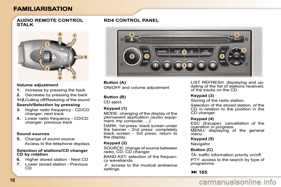 Peugeot 307 SW 2006 User Guide �V�o�l�u�m�e� �a�d�j�u�s�t�m�e�n�t
�1�.�  �I�n�c�r�e�a�s�e� �b�y� �p�r�e�s�s�i�n�g� �t�h�e� �b�a�c�k
�2�.�  �D�e�c�r�e�a�s�e� �b�y� �p�r�e�s�s�i�n�g� �t�h�e� �b�a�c�k
�1�+�2�.� �C�u�t�t�i�n�g� �o�f�f�