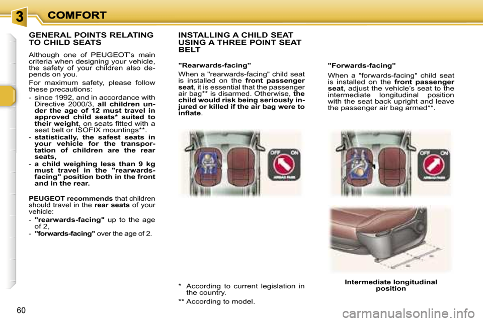 Peugeot 307 SW 2006 Repair Manual �6�0
�"�F�o�r�w�a�r�d�s�-�f�a�c�i�n�g�"
�W�h�e�n�  �a�  �"�f�o�r�w�a�r�d�s�-�f�a�c�i�n�g�"�  �c�h�i�l�d�  �s�e�a�t� �i�s�  �i�n�s�t�a�l�l�e�d�  �o�n�  �t�h�e� �f�r�o�n�t�  �p�a�s�s�e�n�g�e�r� �s�e�a�t