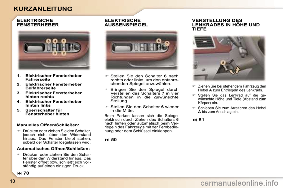 Peugeot 307 SW 2006  Betriebsanleitung (in German) �1�0
�K�U�R�Z�A�N�L�E�I�T�U�N�G
��  �S�t�e�l�l�e�n�  �S�i�e�  �d�e�n�  �S�c�h�a�l�t�e�r�  �6�  �n�a�c�h� 
�r�e�c�h�t�s� �o�d�e�r� �l�i�n�k�s�,� �u�m� �d�e�n� �e�n�t�s�p�r�e�- 
�c�h�e�n�d�e�n� �S�p�