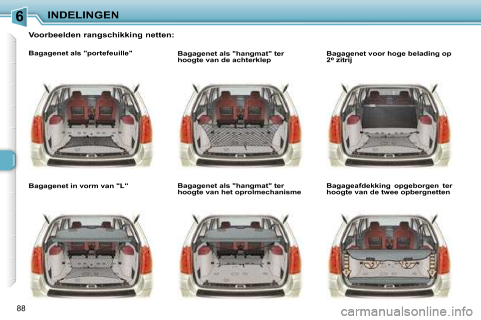 Peugeot 307 SW 2006  Handleiding (in Dutch) �6�I�N�D�E�L�I�N�G�E�N
�8�8
�V�o�o�r�b�e�e�l�d�e�n� �r�a�n�g�s�c�h�i�k�k�i�n�g� �n�e�t�t�e�n�:
�B�a�g�a�g�e�n�e�t� �a�l�s� �"�p�o�r�t�e�f�e�u�i�l�l�e�" 
�B�a�g�a�g�e�n�e�t� �i�n� �v�o�r�m� �v�a�n� �"�