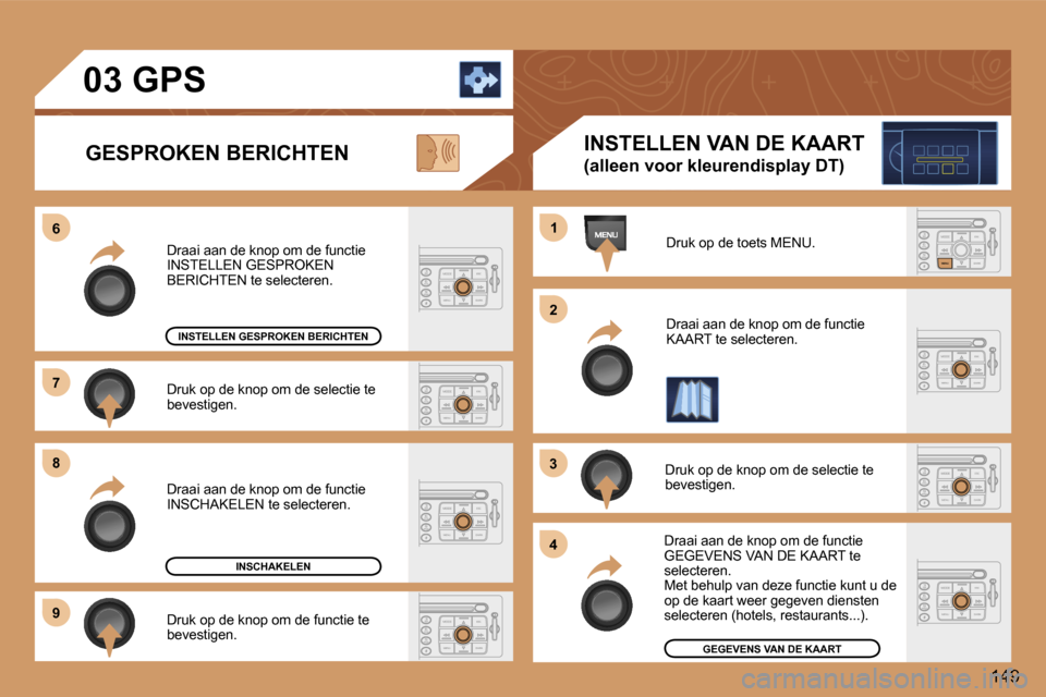 Peugeot 307 SW 2006  Handleiding (in Dutch) �6 
�7 
�8 
�9�1
�2
�3 
�4
�1�4�9
�D�r�u�k� �o�p� �d�e� �k�n�o�p� �o�m� �d�e� �s�e�l�e�c�t�i�e� �t�e�  
�b�e�v�e�s�t�i�g�e�n�.
�D�r�a�a�i� �a�a�n� �d�e� �k�n�o�p� �o�m� �d�e� �f�u�n�c�t�i�e� 
�I�N�S�T