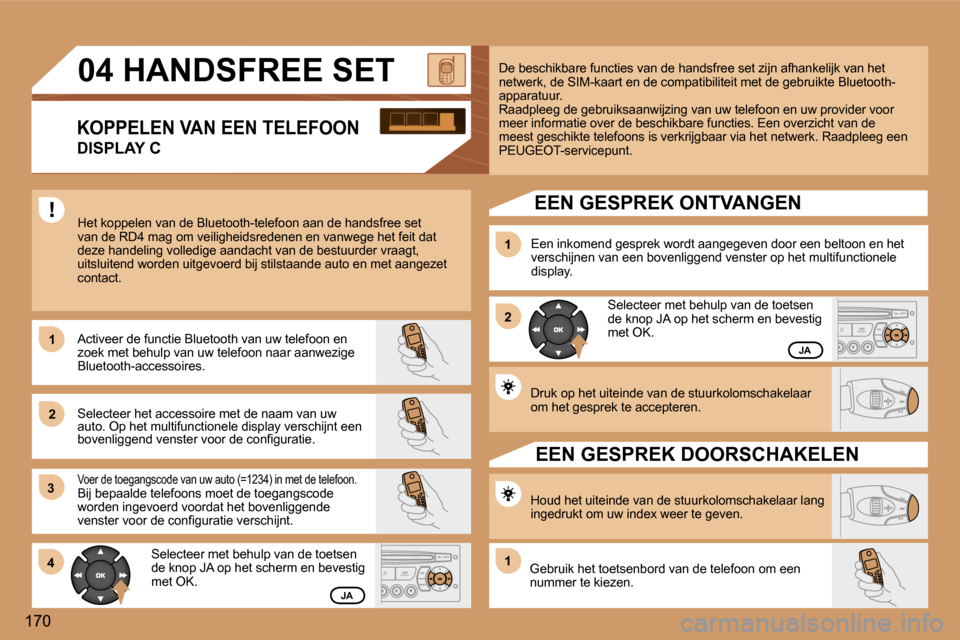 Peugeot 307 SW 2006  Handleiding (in Dutch) �1 
�2�1 
�2
�3 
�4
�1
�1�7�0
�J�A
�J�A
�D�r�u�k� �o�p� �h�e�t� �u�i�t�e�i�n�d�e� �v�a�n� �d�e� �s�t�u�u�r�k�o�l�o�m�s�c�h�a�k�e�l�a�a�r�  
�o�m� �h�e�t� �g�e�s�p�r�e�k� �t�e� �a�c�c�e�p�t�e�r�e�n�.
�