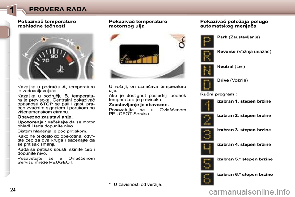 Peugeot 307 SW 2006  Упутство за употребу (in Serbian) �1�P�R�O�V�E�R�A� �R�A�D�A
�2�4
�K�a�z�a�l�j�k�a�  �u�  �p�o�d�r�u�č�j�u� �A�,�  �t�e�m�p�e�r�a�t�u�r�a� 
�j�e� �z�a�d�o�v�o�l�j�a�v�a�j�u�ć�a�. 
�K�a�z�a�l�j�k�a�  �u�  �p�o�d�r�u�č�j�u�  �B�,�  �