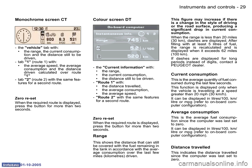 Peugeot 307 SW 2005.5 Owners Guide �I�n�s�t�r�u�m�e�n�t�s� �a�n�d� �c�o�n�t�r�o�l�s�2�8 �-
�0�1�-�1�0�-�2�0�0�5
�2�9�I�n�s�t�r�u�m�e�n�t�s� �a�n�d� �c�o�n�t�r�o�l�s�-
�0�1�-�1�0�-�2�0�0�5
�C�o�l�o�u�r� �s�c�r�e�e�n� �D�T
�-�  �t�h�e� �