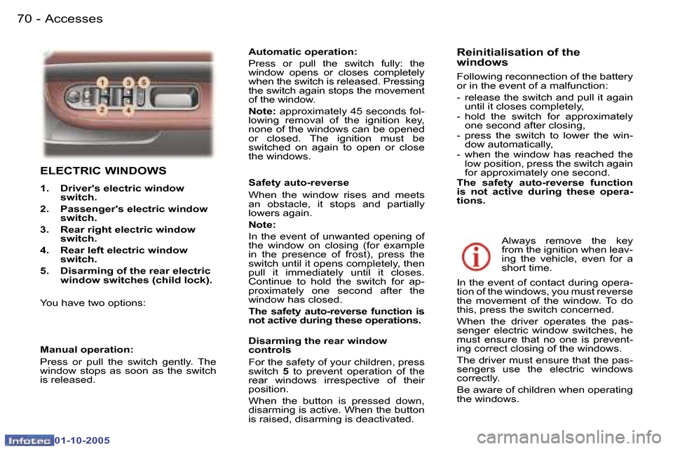 Peugeot 307 SW 2005.5 Manual PDF �A�c�c�e�s�s�e�s�7�0 �-
�0�1�-�1�0�-�2�0�0�5
�7�1�A�c�c�e�s�s�e�s�-
�0�1�-�1�0�-�2�0�0�5
�E�L�E�C�T�R�I�C� �W�I�N�D�O�W�S
�1�.�  �D�r�i�v�e�r��s� �e�l�e�c�t�r�i�c� �w�i�n�d�o�w� �s�w�i�t�c�h�.� 
�2�.