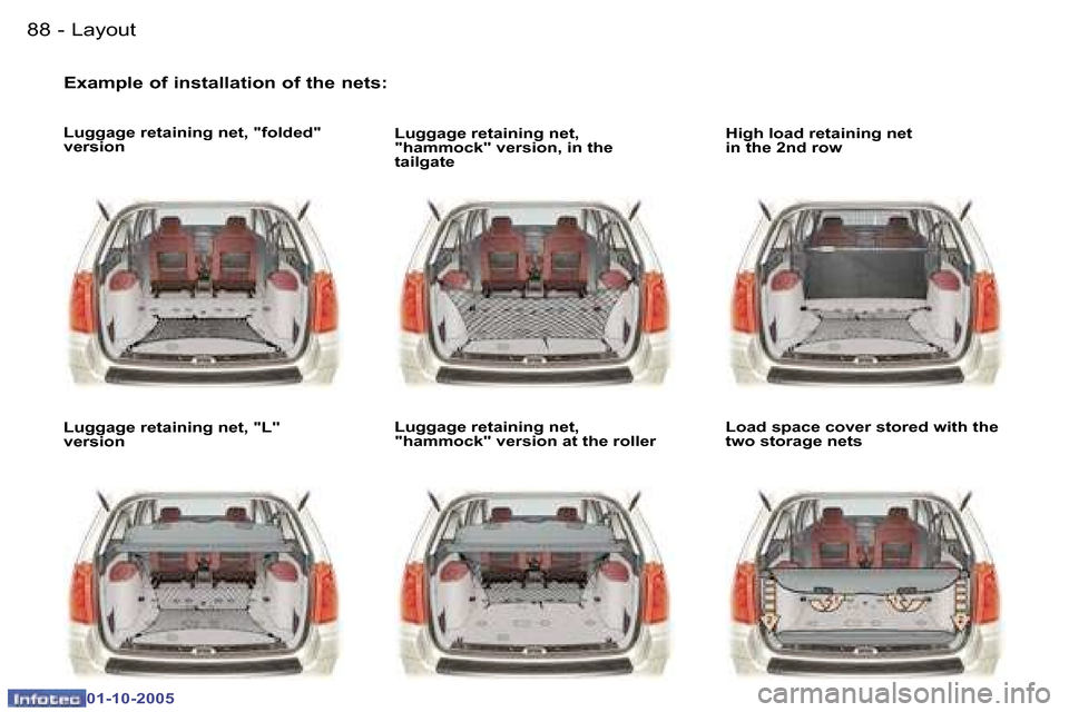 Peugeot 307 SW 2005.5 Owners Manual �L�a�y�o�u�t�8�8 �-
�0�1�-�1�0�-�2�0�0�5
�E�x�a�m�p�l�e� �o�f� �i�n�s�t�a�l�l�a�t�i�o�n� �o�f� �t�h�e� �n�e�t�s�:
�L�u�g�g�a�g�e� �r�e�t�a�i�n�i�n�g� �n�e�t�,� �"�f�o�l�d�e�d�"�  
�v�e�r�s�i�o�n 
�L�u
