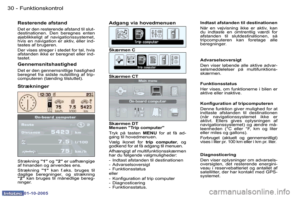 Peugeot 307 SW 2005.5  Instruktionsbog (in Danish) �F�u�n�k�t�i�o�n�s�k�o�n�t�r�o�l�3�0 �-
�0�1�-�1�0�-�2�0�0�5
�S�t�r�æ�k�n�i�n�g� �"�1�"� �o�g�  �"�2�"� �e�r� �u�a�f�h�æ�n�g�i�g�e� 
�a�f� �h�i�n�a�n�d�e�n� �o�g� �a�n�v�e�n�d�e�s� �e�n�s�. 
�S�t�r�