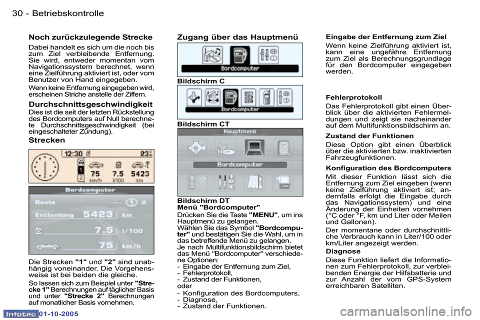 Peugeot 307 SW 2005.5  Betriebsanleitung (in German) �B�e�t�r�i�e�b�s�k�o�n�t�r�o�l�l�e�3�0 �-
�0�1�-�1�0�-�2�0�0�5
�D�i�e� �S�t�r�e�c�k�e�n� �"�1�"� �u�n�d�  �"�2�"� �s�i�n�d� �u�n�a�b�-
�h�ä�n�g�i�g� �v�o�n�e�i�n�a�n�d�e�r�.� �D�i�e� �V�o�r�g�e�h�e�n