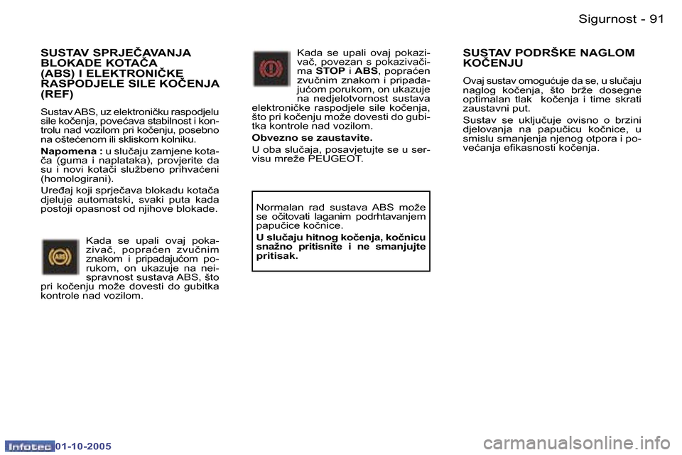 Peugeot 307 SW 2005.5  Vodič za korisnike (in Croatian) �S�i�g�u�r�n�o�s�t�9�0 �-
�0�1�-�1�0�-�2�0�0�5
�9�1�S�i�g�u�r�n�o�s�t�-
�0�1�-�1�0�-�2�0�0�5
�S�U�S�T�A�V� �S�P�R�J�E�Č�A�V�A�N�J�A�  
�B�L�O�K�A�D�E� �K�O�T�A�Č�A� 
�(�A�B�S�)� �I� �E�L�E�K�T�R�O�N