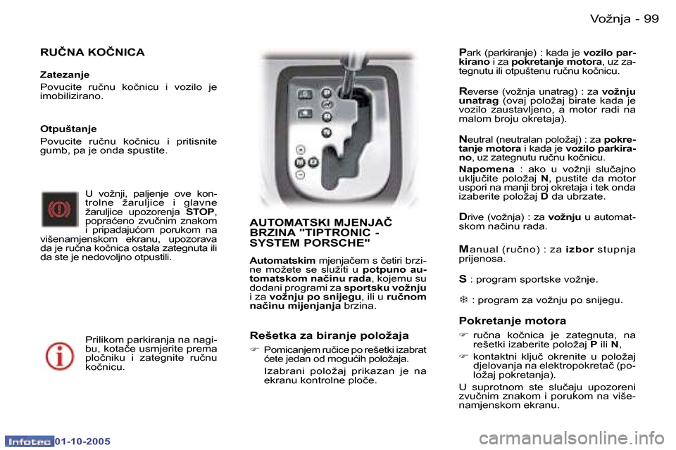 Peugeot 307 SW 2005.5  Vodič za korisnike (in Croatian) �9�9�V�o�ž�n�j�a�-
�0�1�-�1�0�-�2�0�0�5
�R�U�Č�N�A� �K�O�Č�N�I�C�A
�Z�a�t�e�z�a�n�j�e 
�P�o�v�u�c�i�t�e�  �r�u�č�n�u�  �k�o�č�n�i�c�u�  �i�  �v�o�z�i�l�o�  �j�e�  
�i�m�o�b�i�l�i�z�i�r�a�n�o�.�U�