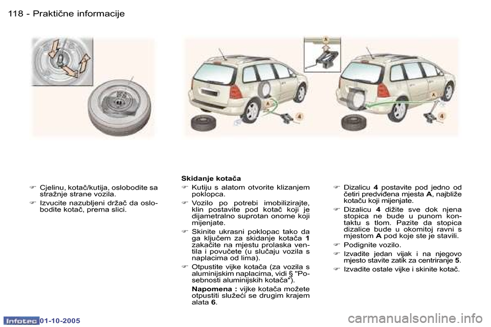 Peugeot 307 SW 2005.5  Vodič za korisnike (in Croatian) �P�r�a�k�t�i�č�n�e� �i�n�f�o�r�m�a�c�i�j�e�1�1�8 �-
�0�1�-�1�0�-�2�0�0�5
�1�1�9�P�r�a�k�t�i�č�n�e� �i�n�f�o�r�m�a�c�i�j�e�-
�0�1�-�1�0�-�2�0�0�5
�F�  �C�j�e�l�i�n�u�,� �k�o�t�a�č�/�k�u�t�i�j�a�,� �