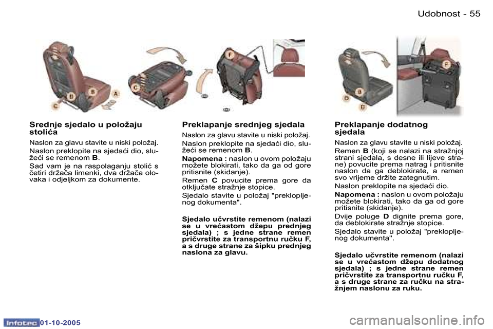Peugeot 307 SW 2005.5  Vodič za korisnike (in Croatian) �U�d�o�b�n�o�s�t�5�4 �-
�0�1�-�1�0�-�2�0�0�5
�5�5�U�d�o�b�n�o�s�t�-
�0�1�-�1�0�-�2�0�0�5
�S�r�e�d�n�j�e� �s�j�e�d�a�l�o� �u� �p�o�l�o�ž�a�j�u�  
�s�t�o�l�i�ć�a
�N�a�s�l�o�n� �z�a� �g�l�a�v�u� �s�t�a
