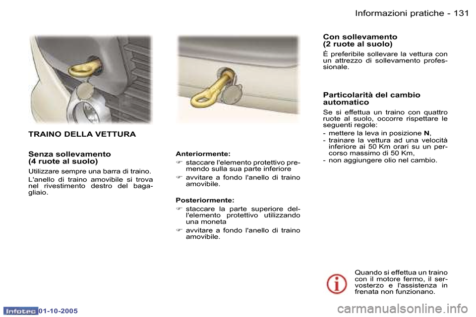Peugeot 307 SW 2005.5  Manuale del proprietario (in Italian) �1�3�0 �-
�0�1�-�1�0�-�2�0�0�5
�1�3�1
�-
�0�1�-�1�0�-�2�0�0�5
�S�e�n�z�a� �s�o�l�l�e�v�a�m�e�n�t�o�  
�(�4� �r�u�o�t�e� �a�l� �s�u�o�l�o�)
�U�t�i�l�i�z�z�a�r�e� �s�e�m�p�r�e� �u�n�a� �b�a�r�r�a� �d�i�
