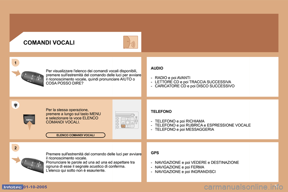 Peugeot 307 SW 2005.5  Manuale del proprietario (in Italian) �1�6
�2
�1
�0�1�-�1�0�-�2�0�0�5�0�1�-�1�0�-�2�0�0�5
�P�r�e�m�e�r�e� �s�u�l�l��e�s�t�r�e�m�i�t�à� �d�e�l� �c�o�m�a�n�d�o� �d�e�l�l�e� �l�u�c�i� �p�e�r� �a
�v�v�i�a�r�e� 
�i�l� �r�i�c�o�n�o�s�c�i�m�e�
