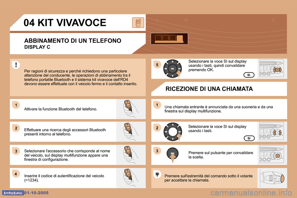 Peugeot 307 SW 2005.5  Manuale del proprietario (in Italian) �5
�1 
�2 
�3�1
�2
�3
�4 �5
�0�1�-�1�0�-�2�0�0�5�0�1�-�1�0�-�2�0�0�5
�0�4� �K�I�T� �V�I�V�A�V�O�C�E
�A�B�B�I�N�A�M�E�N�T�O� �D�I� �U�N� �T�E�L�E�F�O�N�O 
�D�I�S�P�L�A�Y� �C
�P�e�r� �r�a�g�i�o�n�i� �d�
