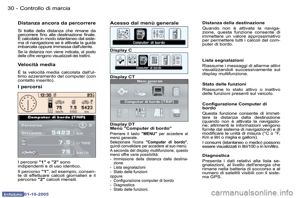 Peugeot 307 SW 2005.5  Manuale del proprietario (in Italian) �C�o�n�t�r�o�l�l�o� �d�i� �m�a�r�c�i�a�3�0 �-
�0�1�-�1�0�-�2�0�0�5
�I� �p�e�r�c�o�r�s�i� �"�1�"� �e� �"�2�" � �s�o�n�o� 
�i�n�d�i�p�e�n�d�e�n�t�i� �e� �d�i� �u�s�o� �i�d�e�n�t�i�c�o�. 
�I�l� �p�e�r�c�