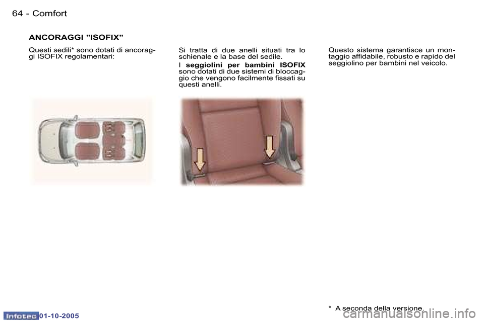 Peugeot 307 SW 2005.5  Manuale del proprietario (in Italian) �C�o�m�f�o�r�t�6�4 �-
�0�1�-�1�0�-�2�0�0�5
�6�5�C�o�m�f�o�r�t�-
�0�1�-�1�0�-�2�0�0�5
�S�i�  �t�r�a�t�t�a�  �d�i�  �d�u�e�  �a�n�e�l�l�i�  �s�i�t�u�a�t�i�  �t�r�a�  �l�o�  
�s�c�h�i�e�n�a�l�e� �e� �l�a