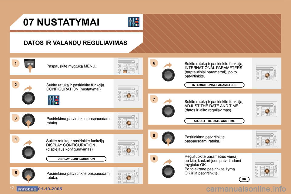 Peugeot 307 SW 2005.5  Savininko vadovas (in Lithuanian) �1�7
�1 
�2 
�3 
�4�5 �6 
�7 
�8 
�9
�0�7� �N�U�S�T�A�T�Y�M�A�I
�D�A�T�O�S� �I�R� �V�A�L�A�N�D