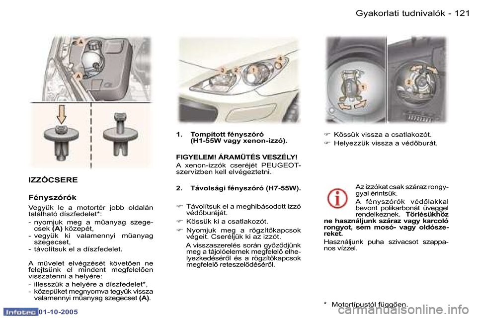 Peugeot 307 SW 2005.5  Kezelési útmutató (in Hungarian) �G�y�a�k�o�r�l�a�t�i� �t�u�d�n�i�v�a�l�ó�k�1�2�0 �-
�0�1�-�1�0�-�2�0�0�5
�1�2�1�G�y�a�k�o�r�l�a�t�i� �t�u�d�n�i�v�a�l�ó�k�-
�0�1�-�1�0�-�2�0�0�5
�1�.�  �T�o�m�p�í�t�o�t�t� �f�é�n�y�s�z�ó�r�ó� �(