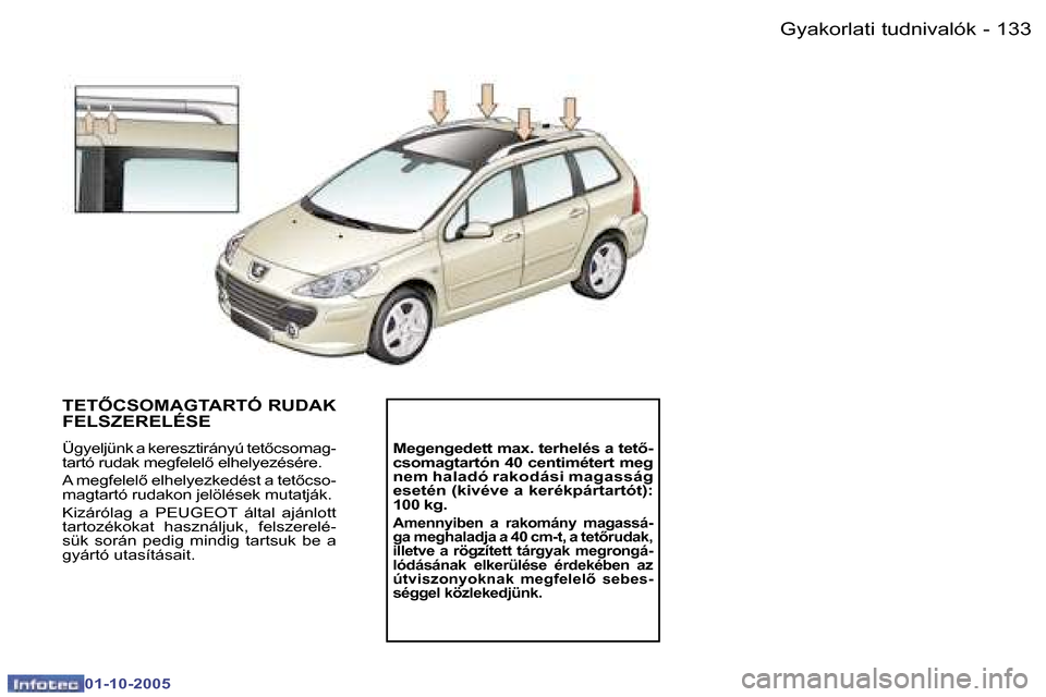 Peugeot 307 SW 2005.5  Kezelési útmutató (in Hungarian) �G�y�a�k�o�r�l�a�t�i� �t�u�d�n�i�v�a�l�ó�k�1�3�2 �-
�0�1�-�1�0�-�2�0�0�5
�1�3�3�G�y�a�k�o�r�l�a�t�i� �t�u�d�n�i�v�a�l�ó�k�-
�0�1�-�1�0�-�2�0�0�5
�T�E�T4�C�S�O�M�A�G�T�A�R�T�Ó� �R�U�D�A�K�  
�F�E�L